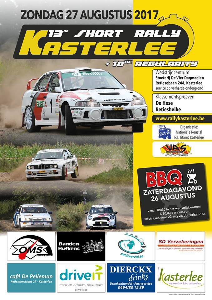 Genummerde deelnemerslijst Short Rally van Kasterlee staat online.