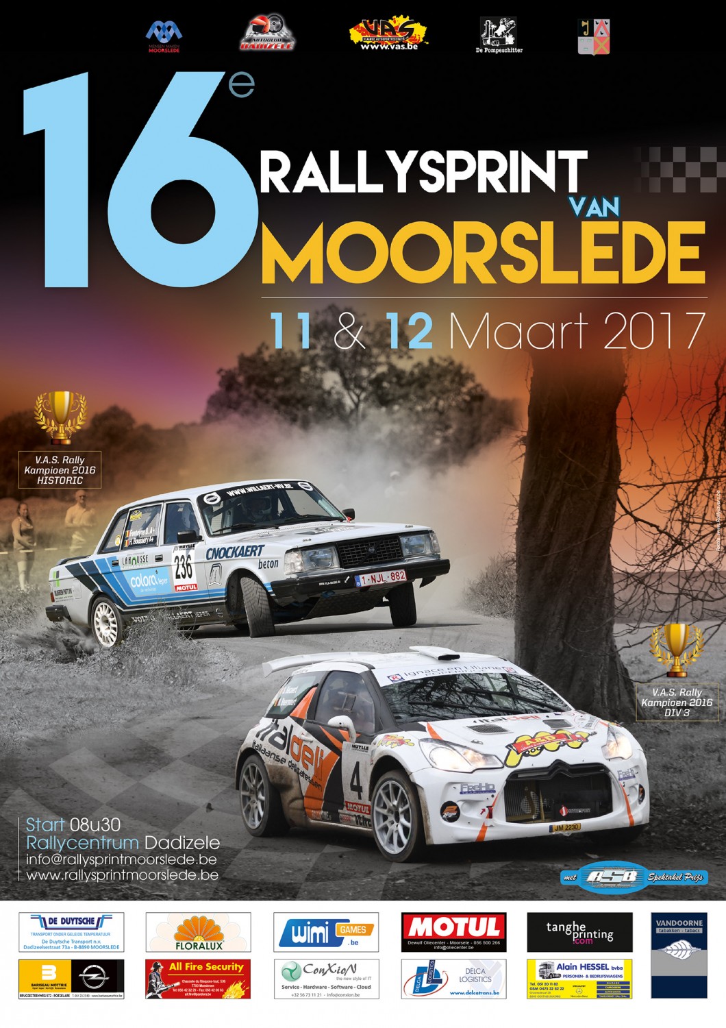 Genummerde Deelnemerslijst Rallysprint van Moorslede.